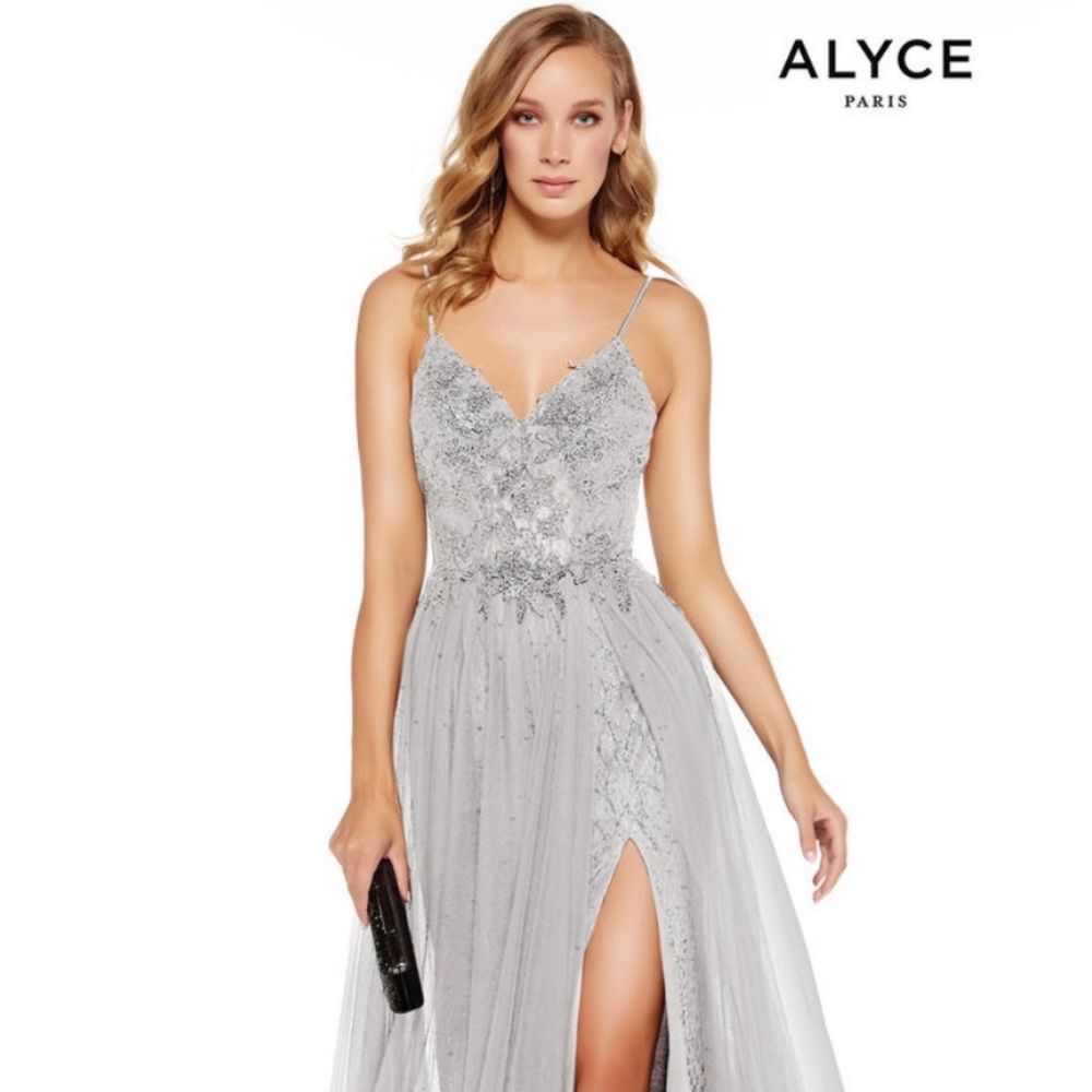 Alyce Paris Silver Formal Dress